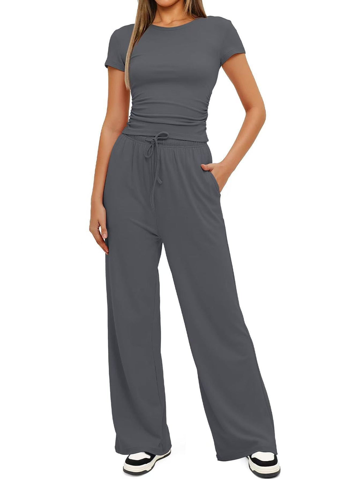 Women's Comfortable Leisure Set with Elastic Waist and Cozy Top