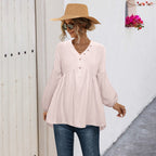 Women's Blouse Shirt with Button Details and Loose Fit
