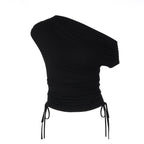 Women's Asymmetrical Ruffled Fitted Top
