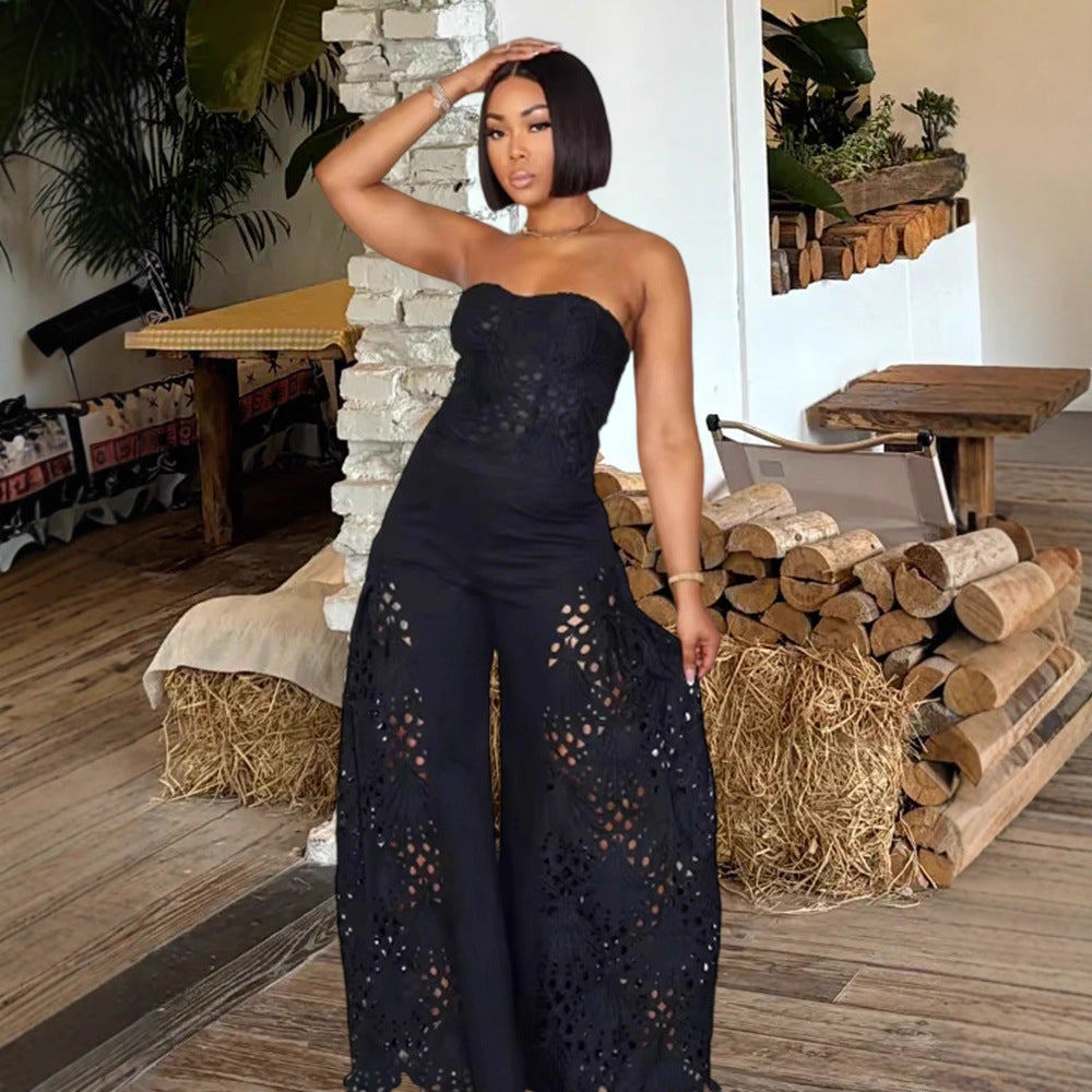 Elegant Jumpsuit with Floral Cut-Out Details