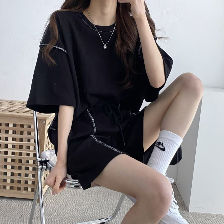 Women's Casual Set with Relaxed Cut and Elastic Waistband