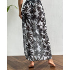 Women's Sheer Maxi Skirt with Tropical Palm Print