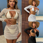 Women's Swimwear with Sheer Maxi Skirt and Long-Sleeve Top