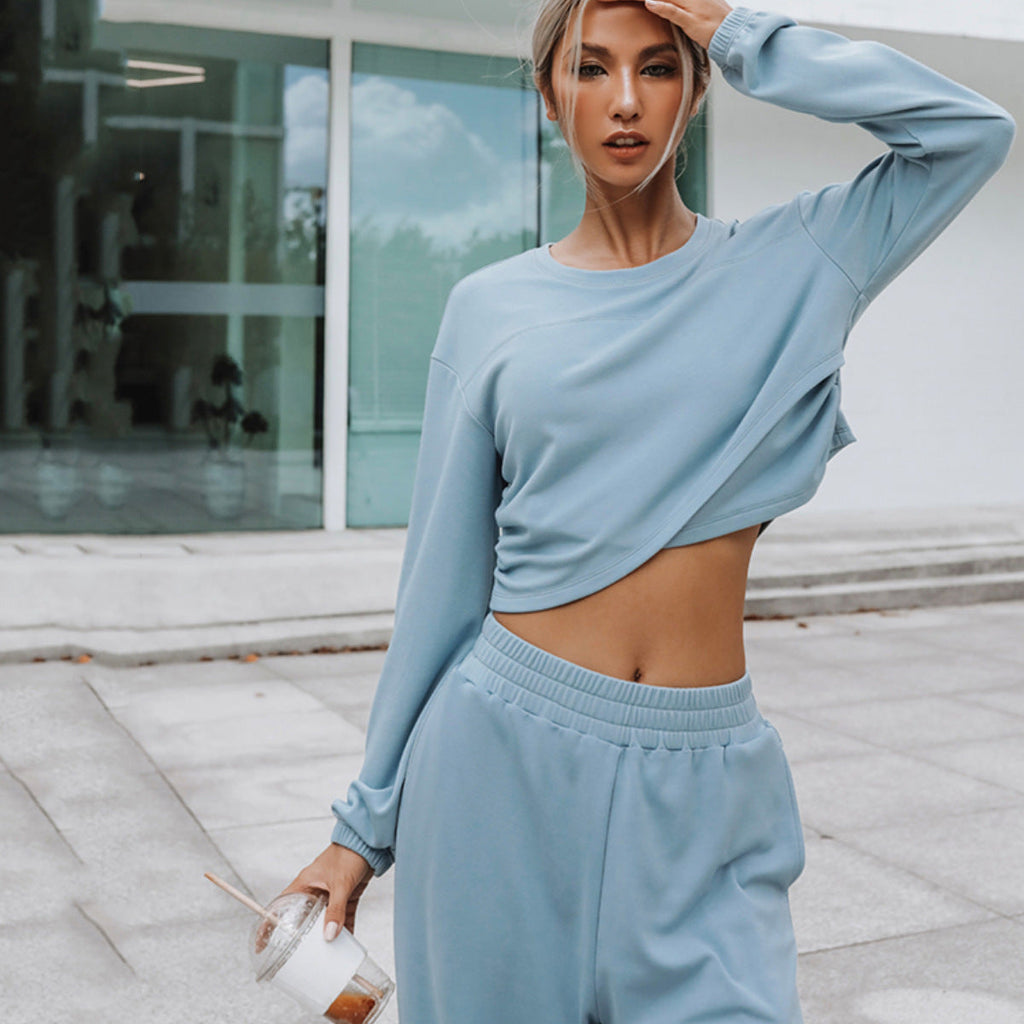 Lounge Set with Cropped Top and Wide-Leg Pants