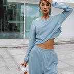 Lounge Set with Cropped Top and Wide-Leg Pants