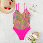 Women's Swimsuit with Colorful Fringe Design