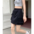 Women's Cargo Skirt with Side Pockets and Elastic Waistband