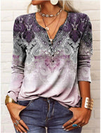 Women's Long-Sleeve Casual Shirt with Playful Pattern