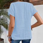 Women's Blouse with Stylish Shawl Collar and Decorative Button Details