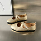 Women's Ballet Flats with Elegant Cross Strap and Fashionable Buckle