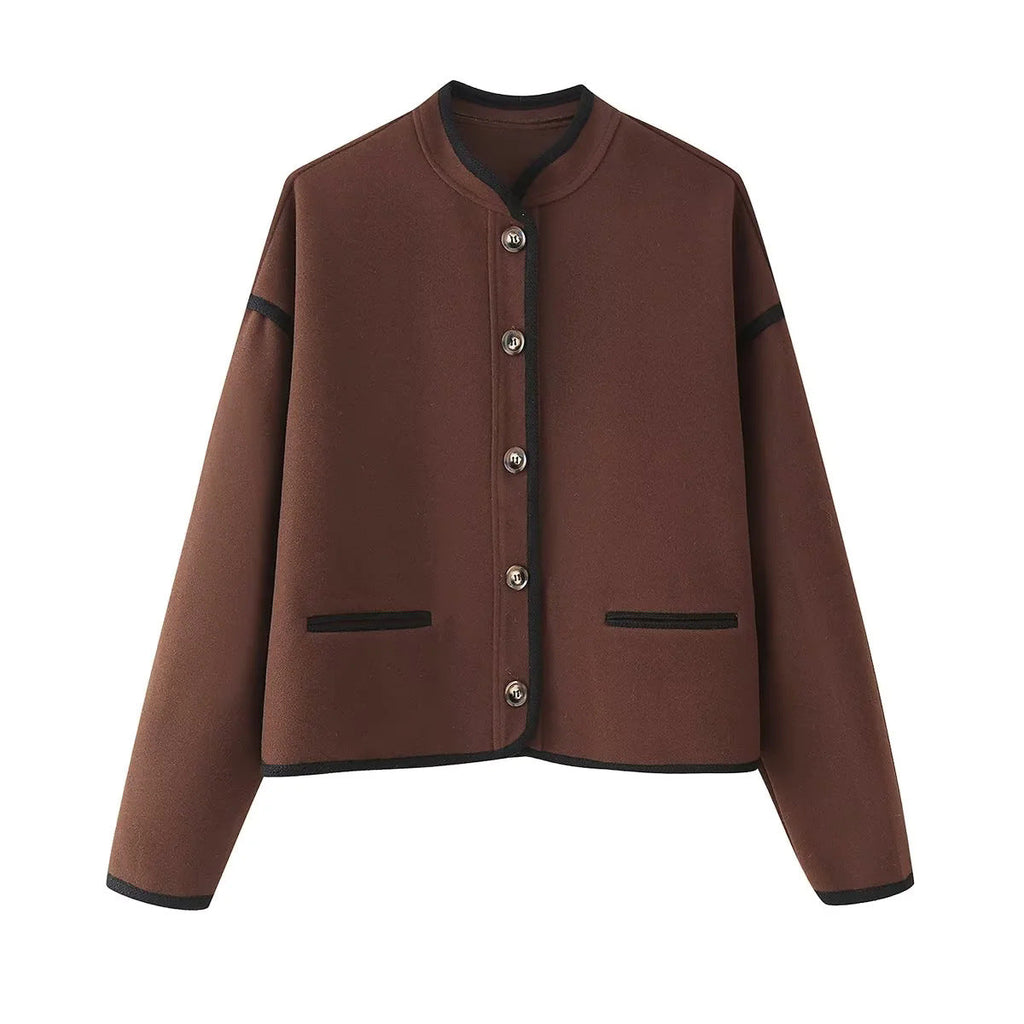 Elegant Women's Transitional Jacket with Contrasting Edges
