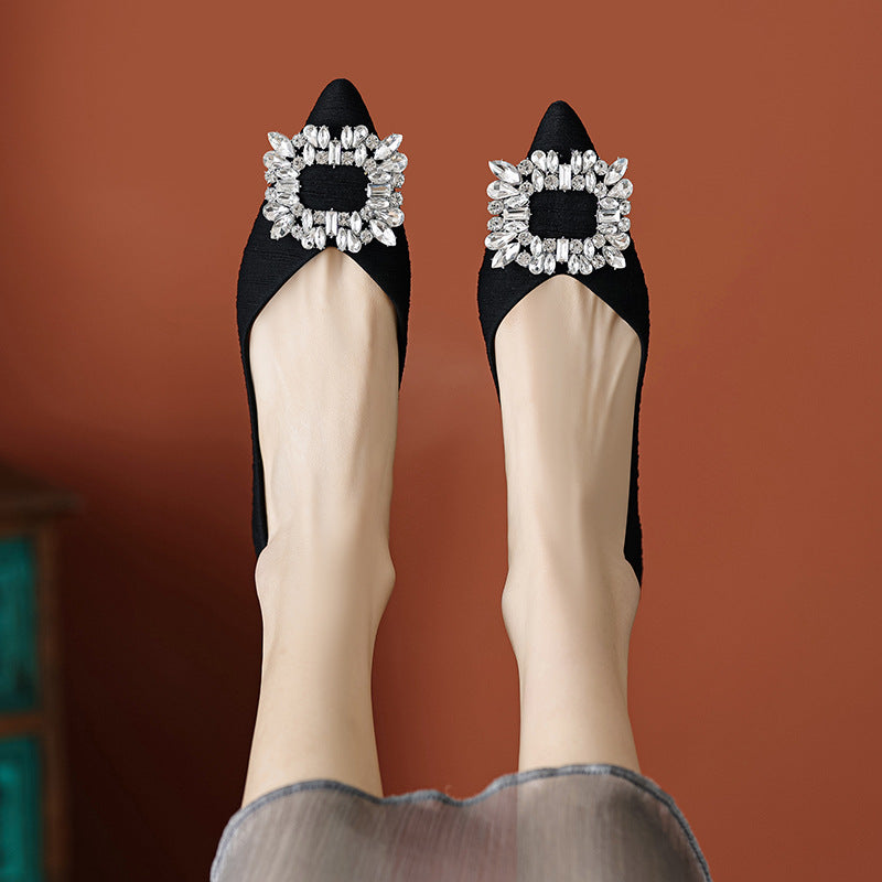 Women's Ballet Flats with Crystal Accent