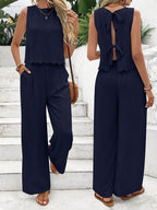 Women's Jumpsuit with Elegant Back Cutout and Wide Leg