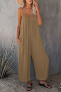 Women's Casual Summer Jumpsuit with Deep Neckline and Pockets