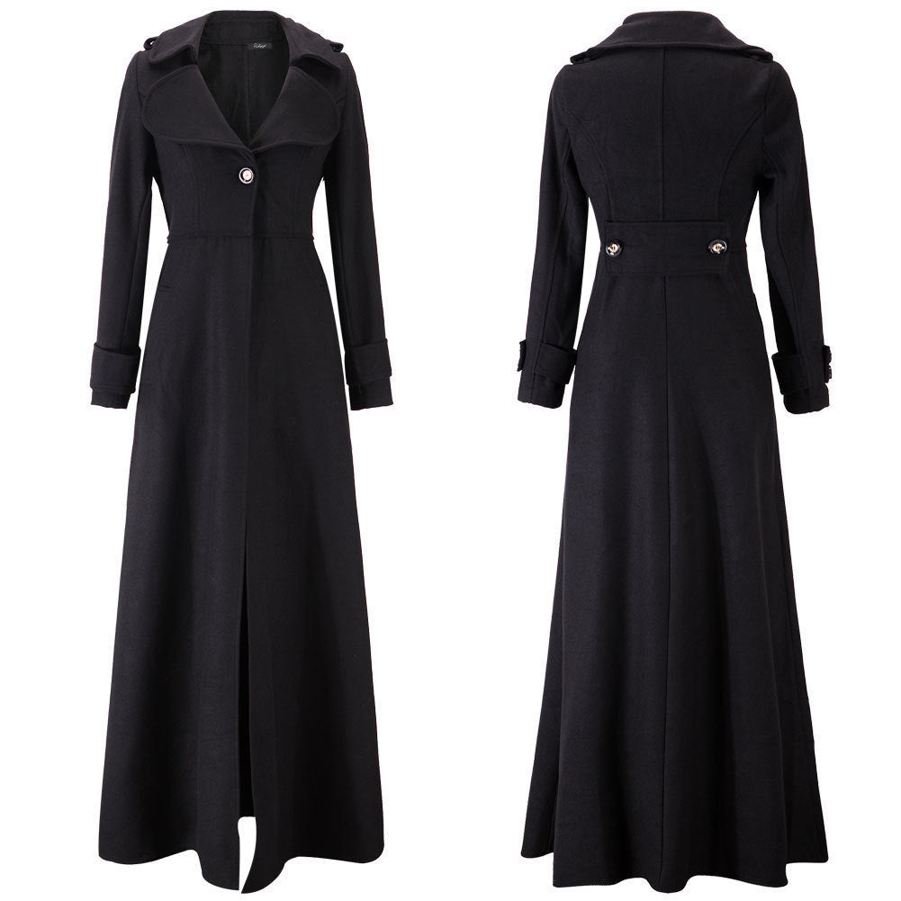 Women's Elegant Long Coat with Classic Lapel