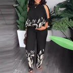 Women's Summer Outfit with Floral Design and Off-Shoulder Top