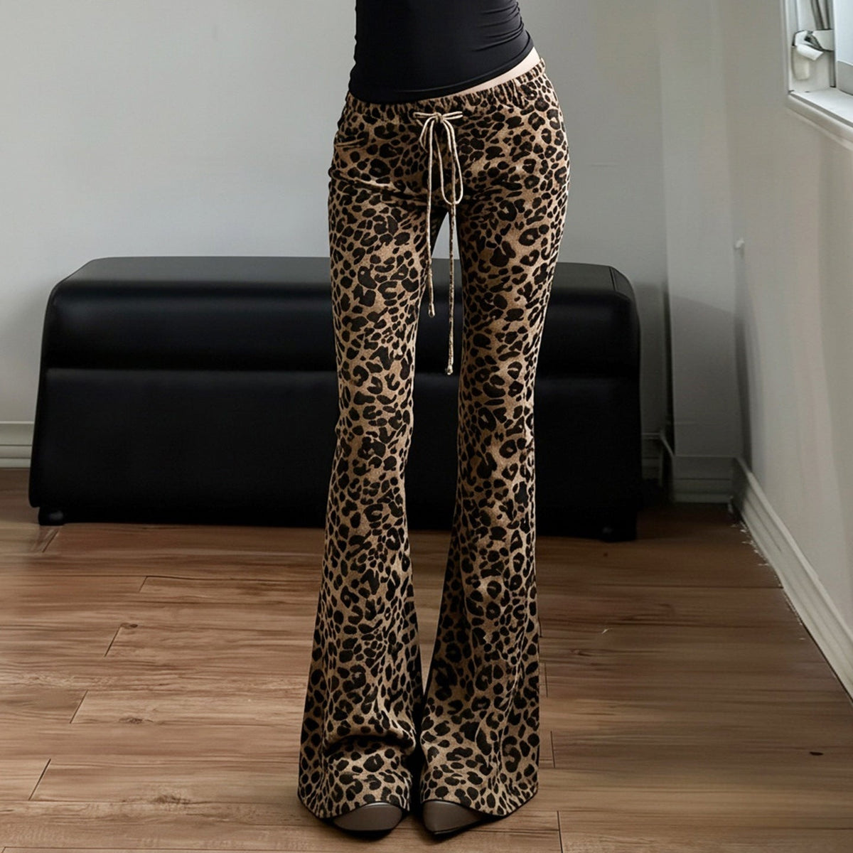 Women's Flared Leopard Print Pants