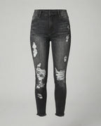 Women's Slim Fit Distressed High-Waisted Jeans