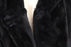 Women's Luxury Faux Fur Coat with Hood and Wide Belt