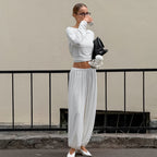 Women's Comfortable Lounge Set with Loose-Fitting Top and Harem-Style Pants