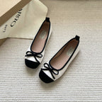 Women's Ballet Flats with Elegant Bow and High-Quality Glossy Finish