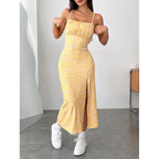 Women's Floral Spaghetti Strap Dress with Side Slit