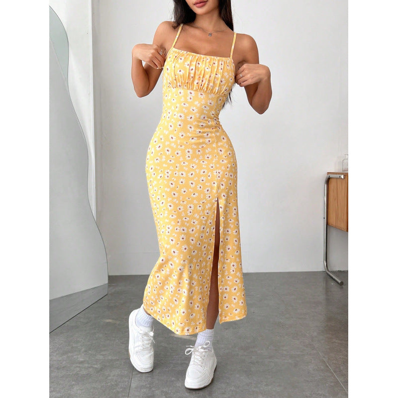 Women's Floral Spaghetti Strap Dress with Side Slit
