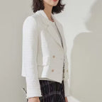 Elegant Double-Breasted Blazer with Textured Fabric