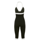Women's Jumpsuit with Lace Trim and Plunging Neckline