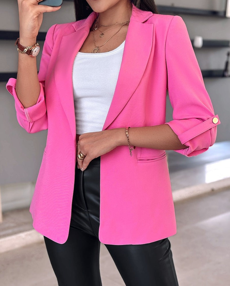 Women's Elegant and Modern Blazer with Roll-Up Sleeves