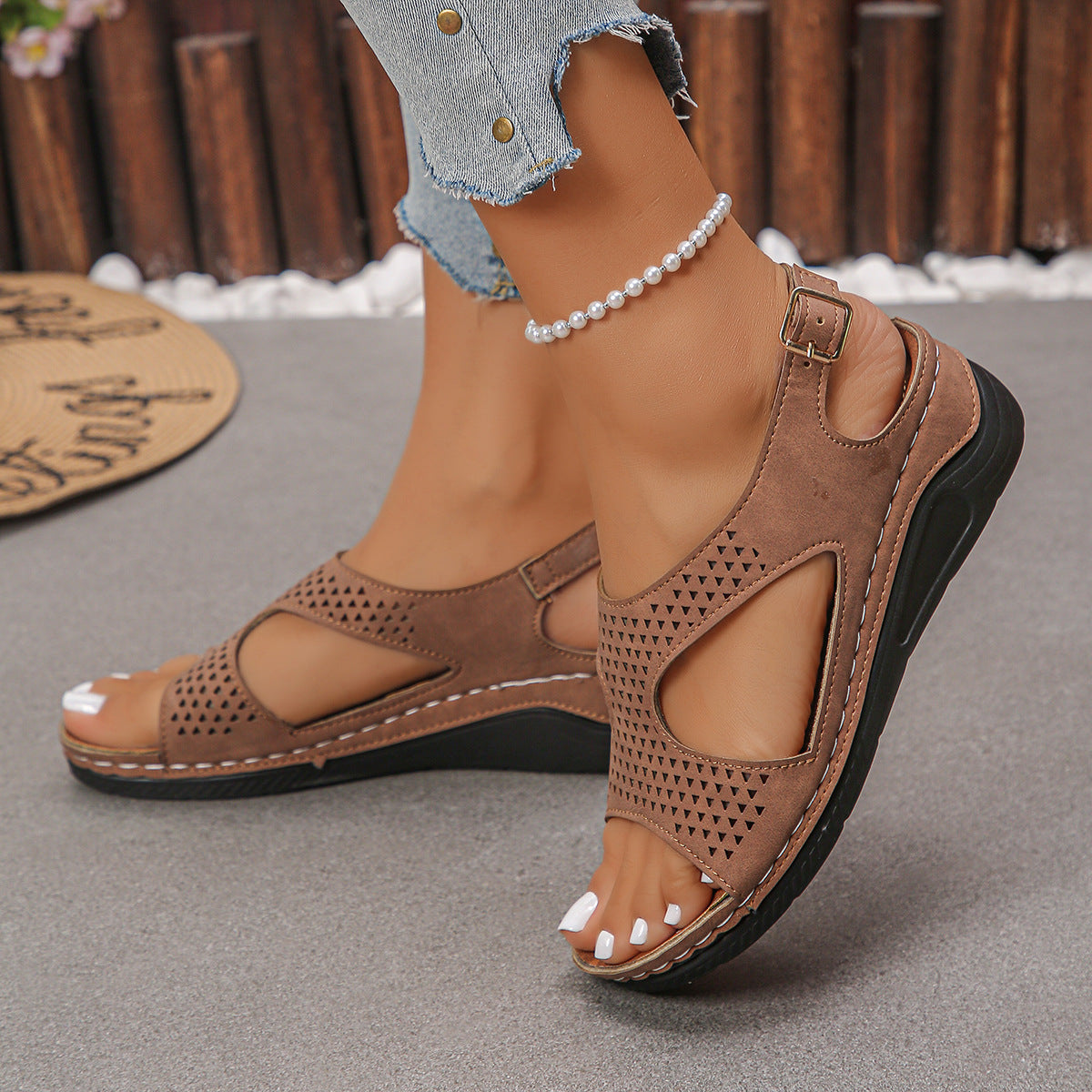Women's Breathable Clogs with Elegant Perforation Design