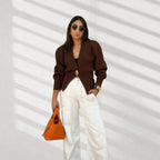 Elegant V-Neck Cardigan with Decorative Button