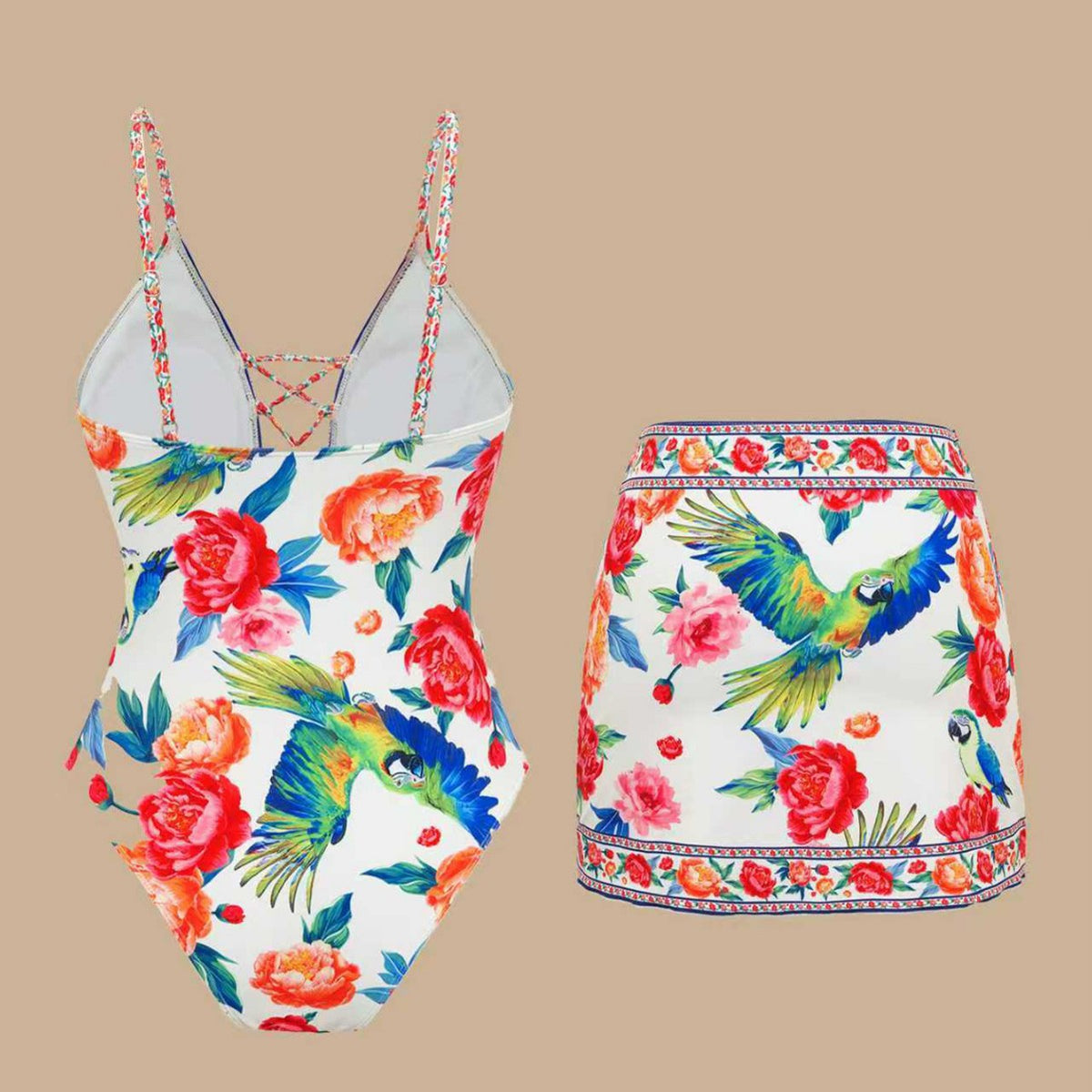 Women's Swimsuit with Refined Cut and Matching Skirt