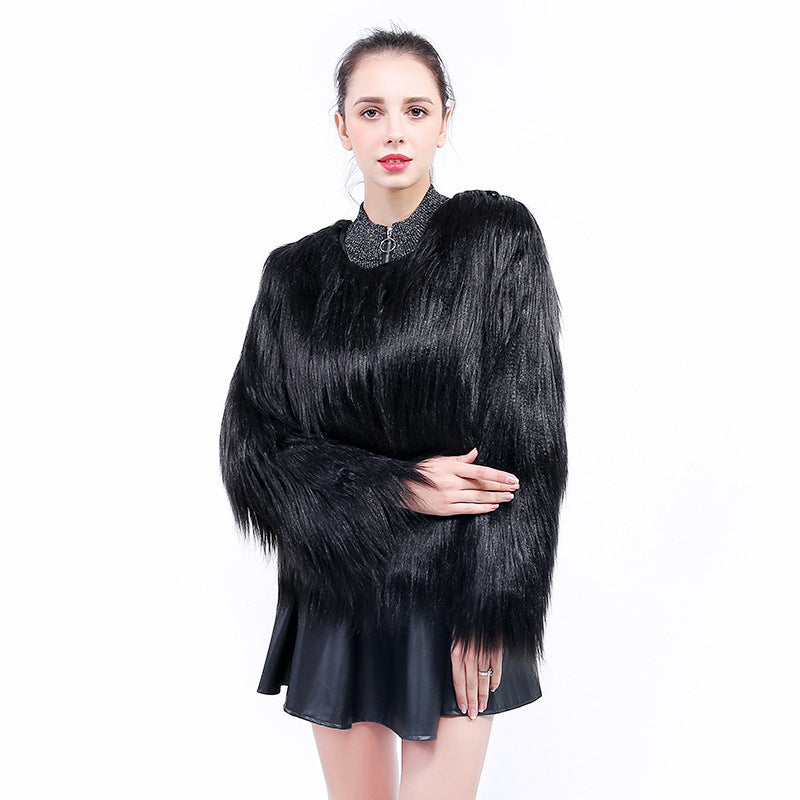 Women's Cozy Faux Fur Open-Front Long-Sleeve Coat