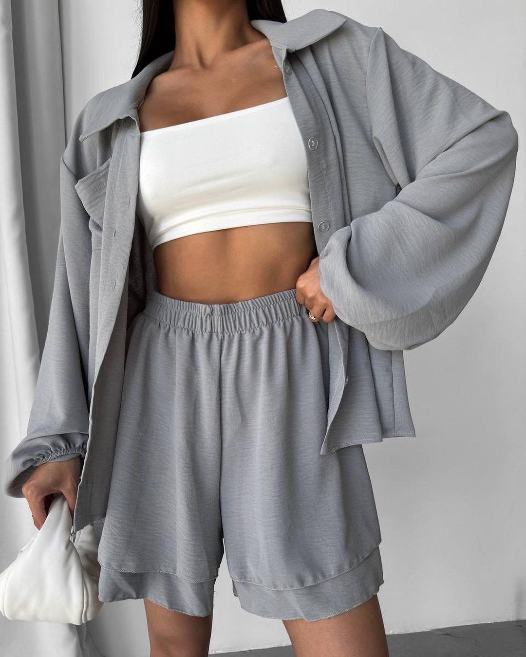 Women's Relaxed Shorts Set with Oversized Shirt