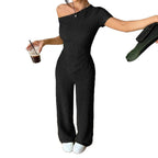 Elegant Jumpsuit with Asymmetrical Cut and Ruching