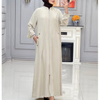 Women's Long Coat with Zipper and Practical Pockets
