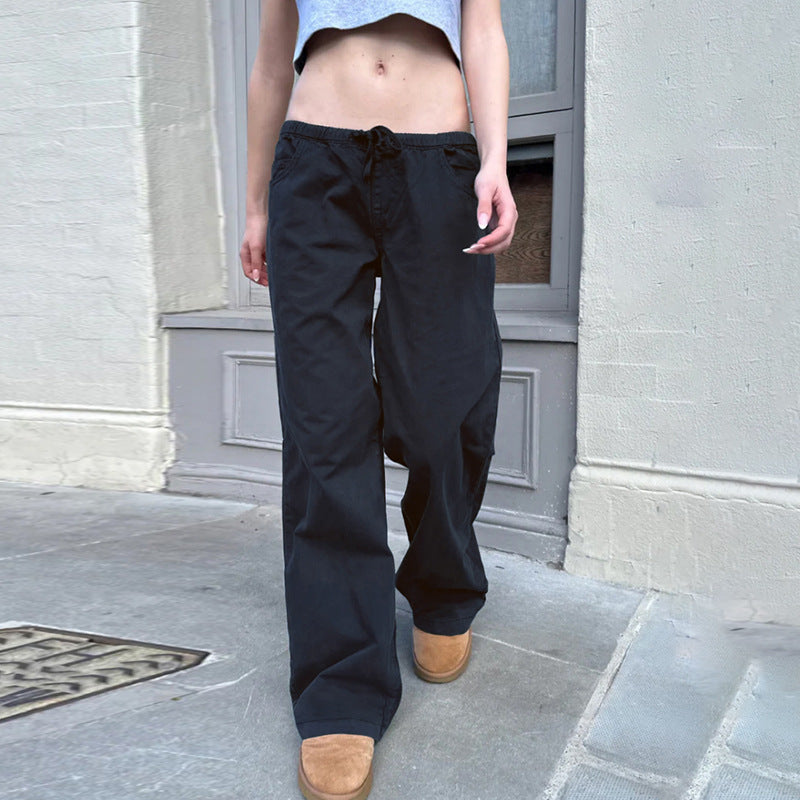 Women's Comfortable Casual Pants with Elastic Waistband and Practical Pockets