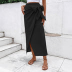 Women's Elegant Wrap Skirt with Bow Detail