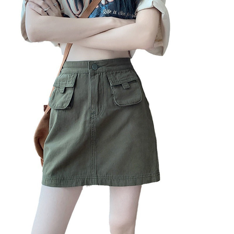 Women's Utility-Style Cargo Skirt with Pockets