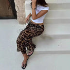 Women's Animal Print Maxi Skirt with High Waist
