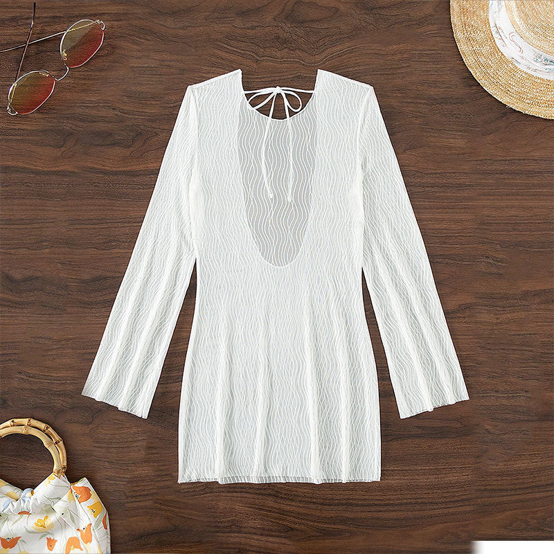Women's Swim Dress with Elegant Wave Design