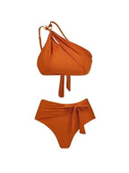 Women's Asymmetrical Swimsuit Set with Elegant Sarong
