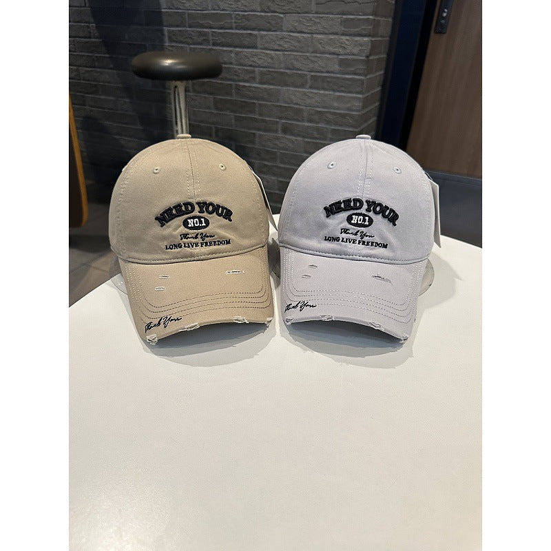 Men's Distressed Cotton Embroidered Baseball Cap