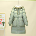 Women's Long Insulated Puffer Parka with Detachable Hood and Large Pockets