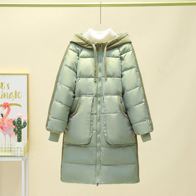 Women's Long Insulated Puffer Parka with Detachable Hood and Large Pockets