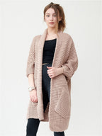 Women's Cozy Knit Coat with Large Pockets and Casual Cut