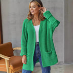 Women's Knit Cardigan with Large Pockets and Textured Design
