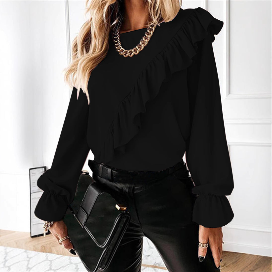 Women's Blouse with Voluminous Ruffles