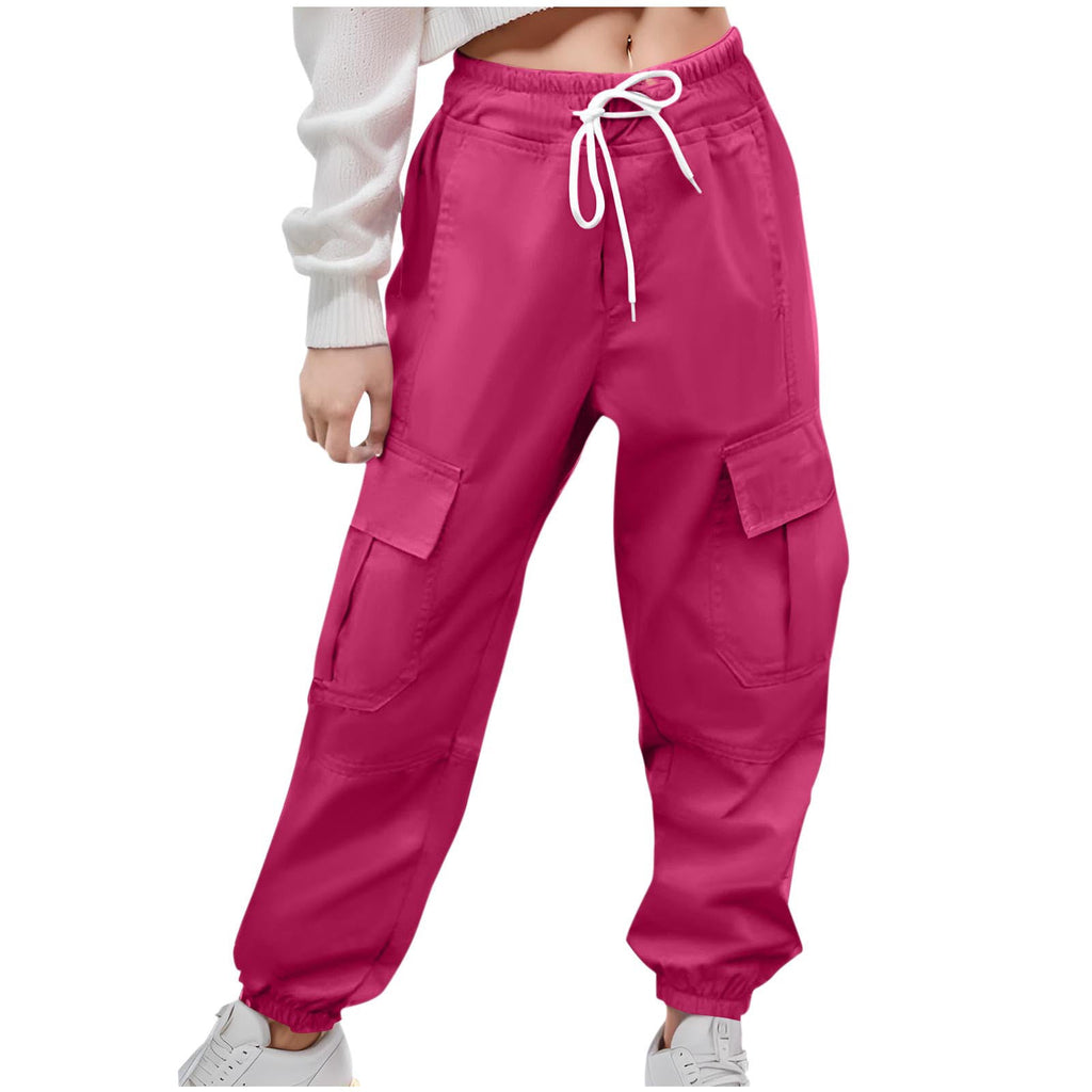 Women's Cargo Pants with Elastic Waist and Side Pockets